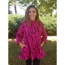 Erma's Closet Hot Pink and Black Zebra Print Swing Jacket